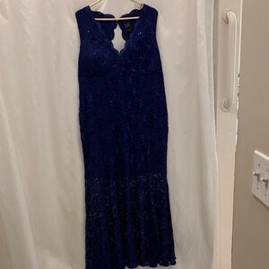 Night Way Collections Deep Blue Lace Maxi Dress from Ashley Stewart